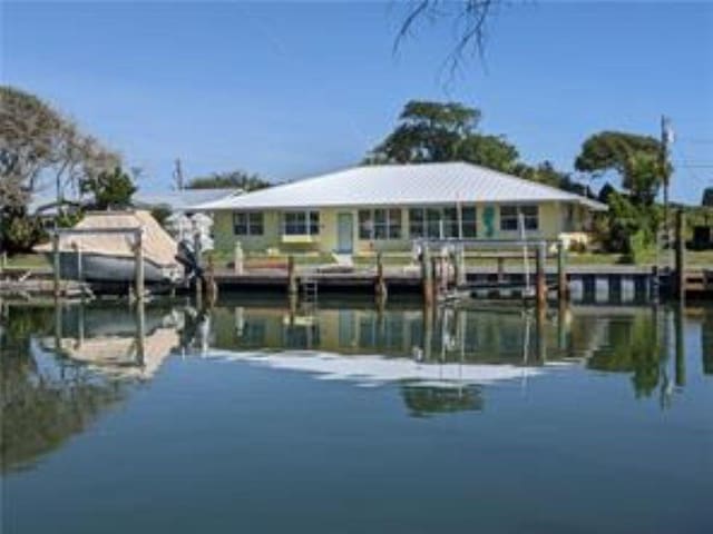 view of dock featuring a water view