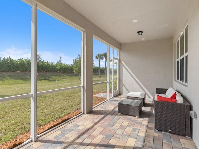 view of unfurnished sunroom