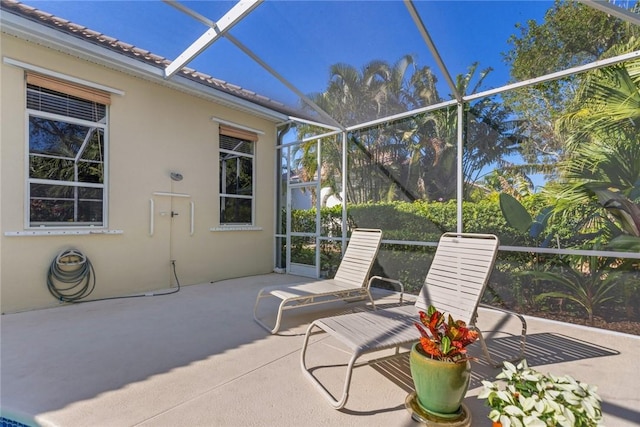 view of patio / terrace with glass enclosure