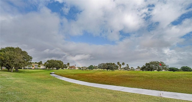 view of community featuring a lawn