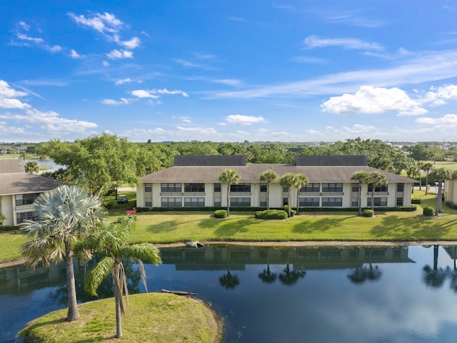 exterior space featuring a water view