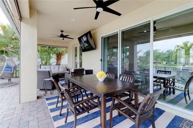 777 Fortunella Cir SW, Vero Beach, FL 32968 - view of patio with outdoor lounge area, outdoor dining area, and a ceiling fan