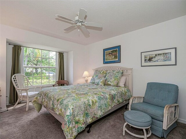 679 5th Ave, Vero Beach, FL 32962 - bedroom with carpet flooring, a textured ceiling, and ceiling fan