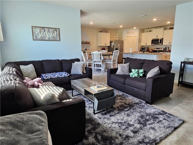 living room with sink