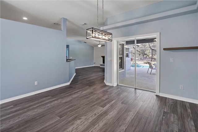 unfurnished dining area with dark hardwood / wood-style floors