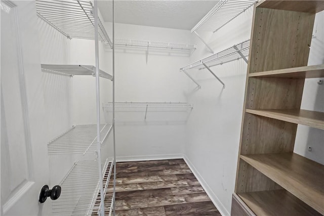 walk in closet featuring dark hardwood / wood-style floors