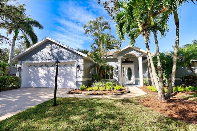 ranch-style home with a garage