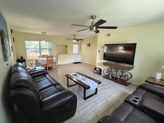 857 Dolores St, Sebastian, FL 32958 - living area featuring ceiling fan and carpet flooring