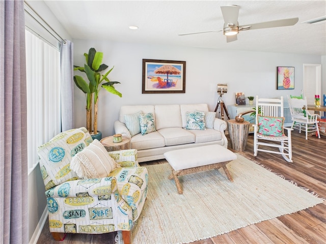 249 Columbus St, Sebastian, FL 32958 - living area featuring ceiling fan and wood finished floors