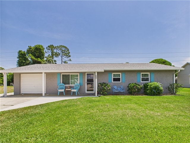 249 Columbus St, Sebastian, FL 32958 - ranch-style home featuring stucco siding, an attached garage, a front lawn, and driveway