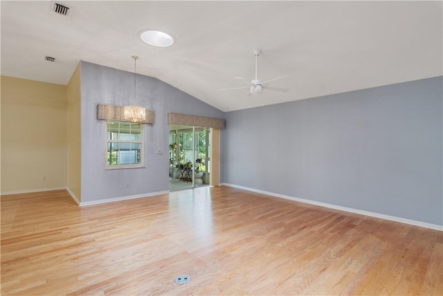 2615 15th St, Vero Beach, FL 32960 - unfurnished room with ceiling fan, lofted ceiling, and light wood-type flooring