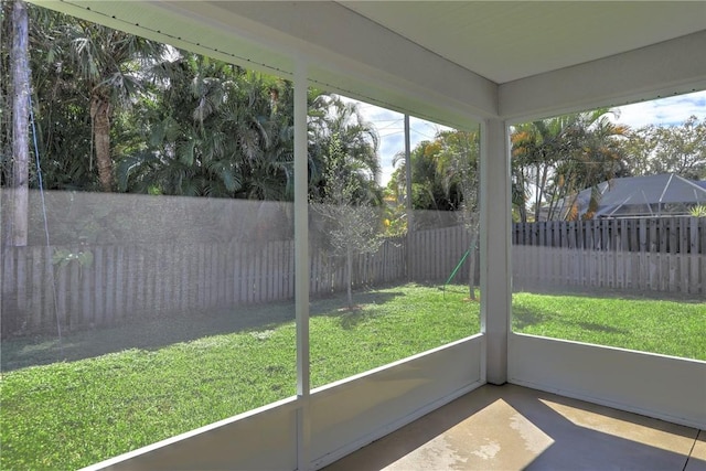 view of unfurnished sunroom