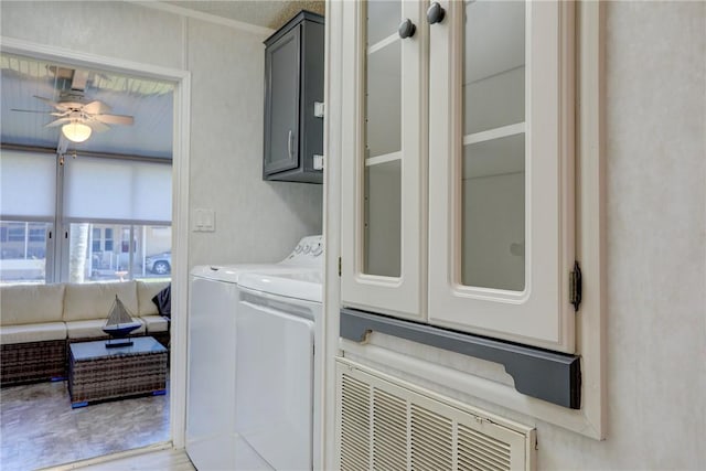 7519 Chasta Rd Unit 0, Micco, FL 32976 - laundry room featuring cabinet space, independent washer and dryer, and a ceiling fan