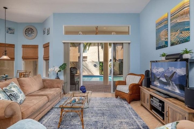 view of tiled living room