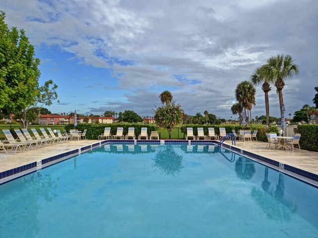 view of pool featuring a patio