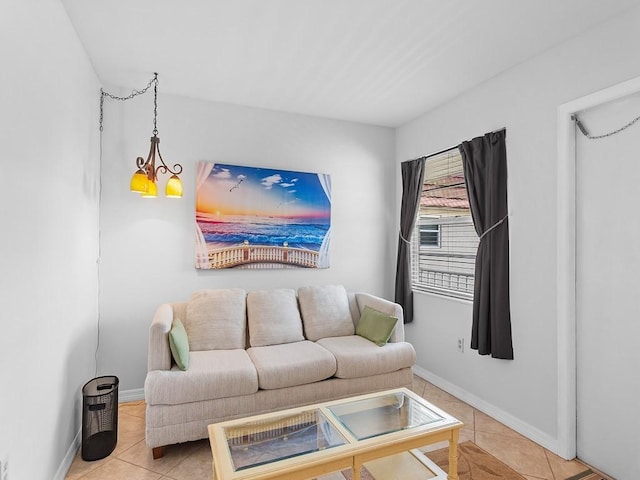 view of tiled living room