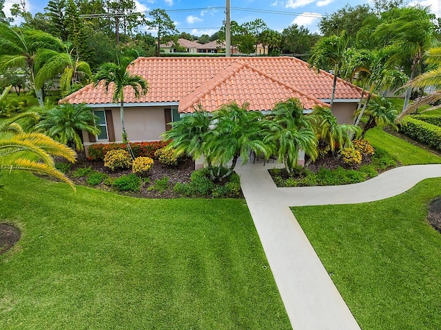 exterior space with a yard