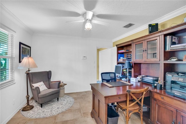 2410 47th Ter, Vero Beach, FL 32966 - office space featuring ceiling fan and crown molding