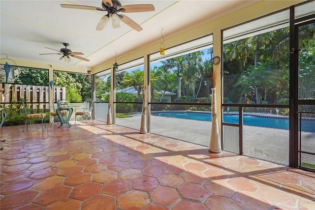 view of unfurnished sunroom