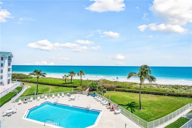 2700 Ocean Dr Unit 405, Vero Beach, FL 32963 - community pool with fence, a view of the beach, and a water view