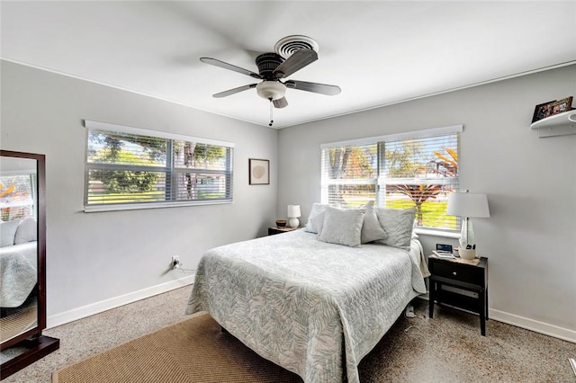 bedroom featuring ceiling fan