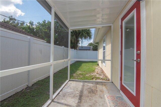 view of unfurnished sunroom