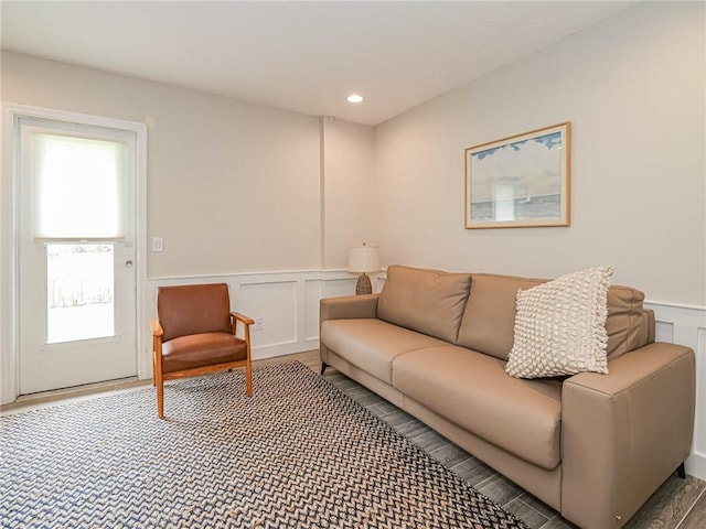 living room with wood-type flooring