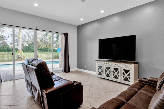 view of tiled living room