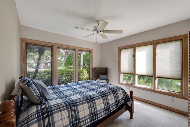 bedroom with carpet flooring and ceiling fan