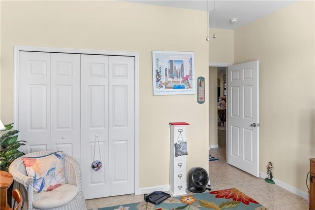 interior space featuring light tile patterned floors