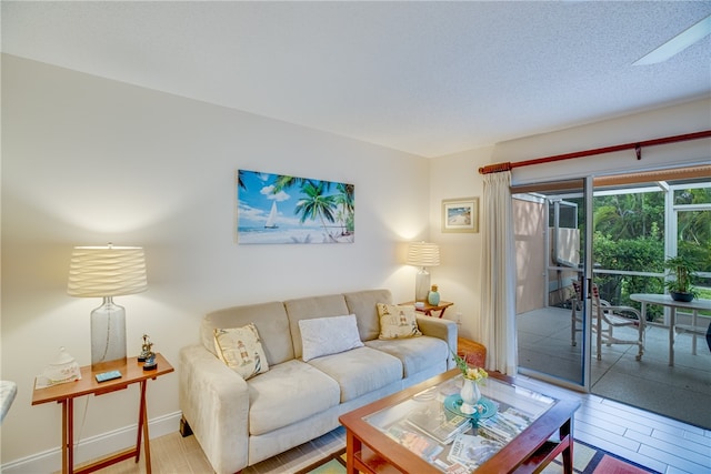 living room with light hardwood / wood-style flooring