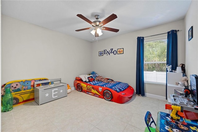 bedroom featuring ceiling fan