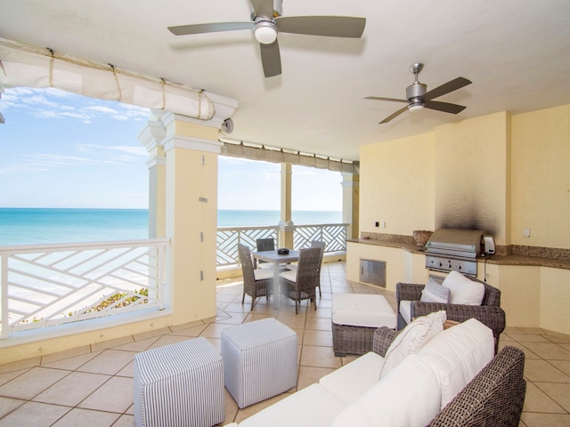600 Beachview Dr Unit 3N, Vero Beach, FL 32963 - sunroom / solarium with a water view and tile patterned floors