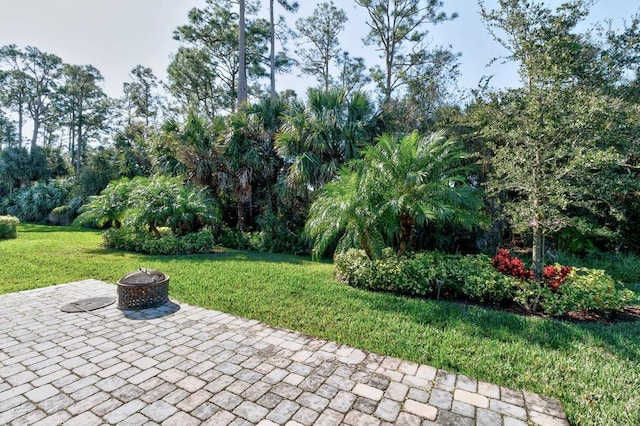 view of patio / terrace with an outdoor fire pit