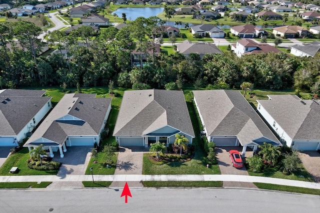 bird's eye view featuring a water view