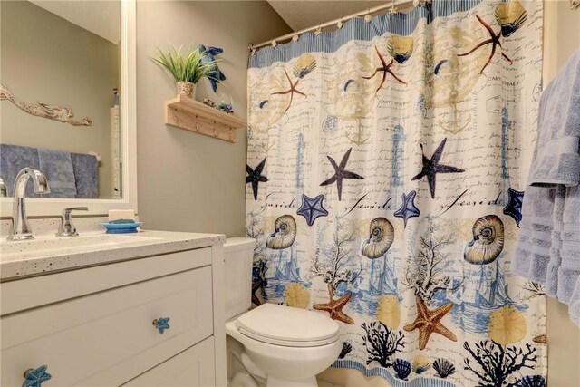 5725 Pelican Pointe Dr Unit 4, Sebastian, FL 32958 - bathroom with toilet, vanity, and a shower with curtain