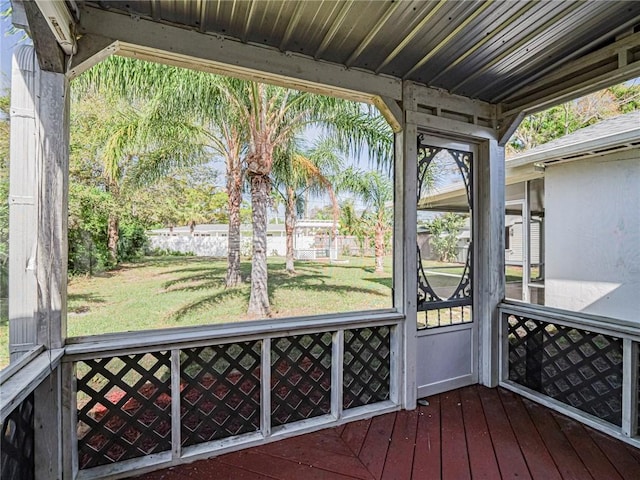 view of unfurnished sunroom