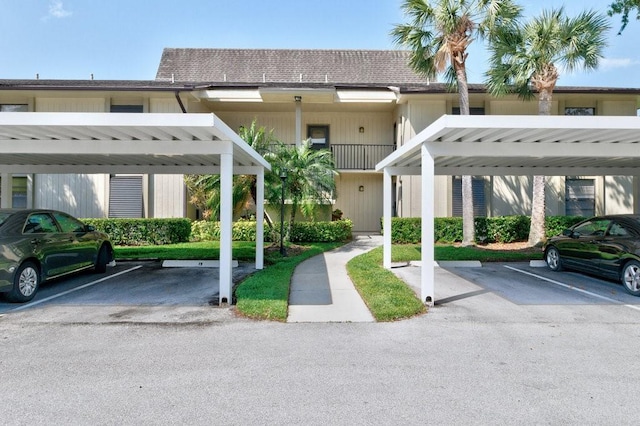 exterior space with covered parking