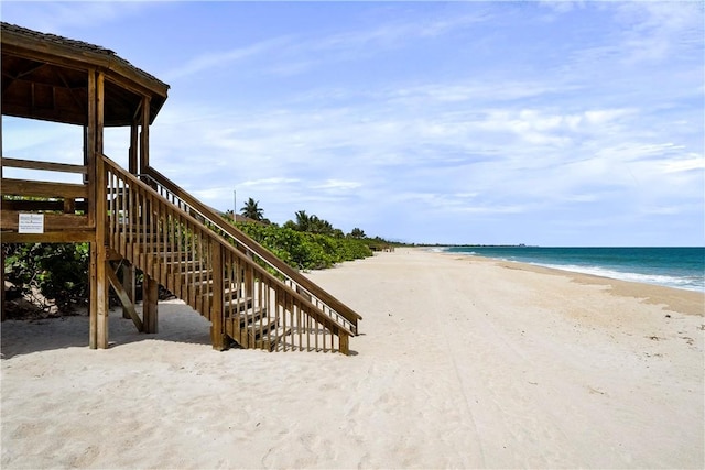 exterior space with a view of the beach