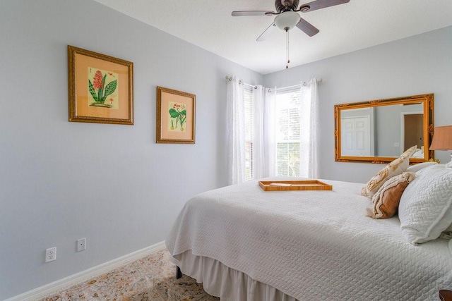 bedroom featuring ceiling fan