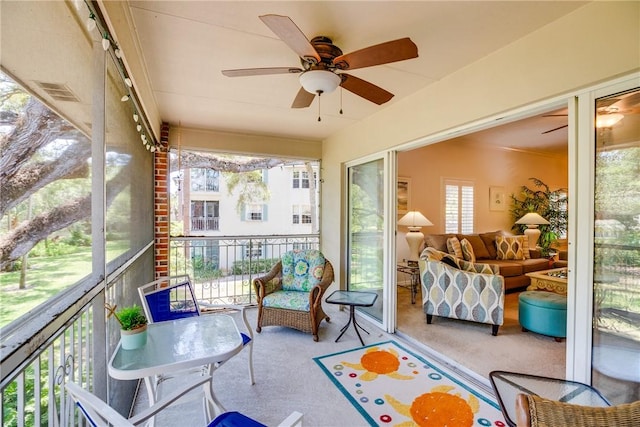 107 W Park Shores Cir Unit 28W, Vero Beach, FL 32963 - sunroom with ceiling fan