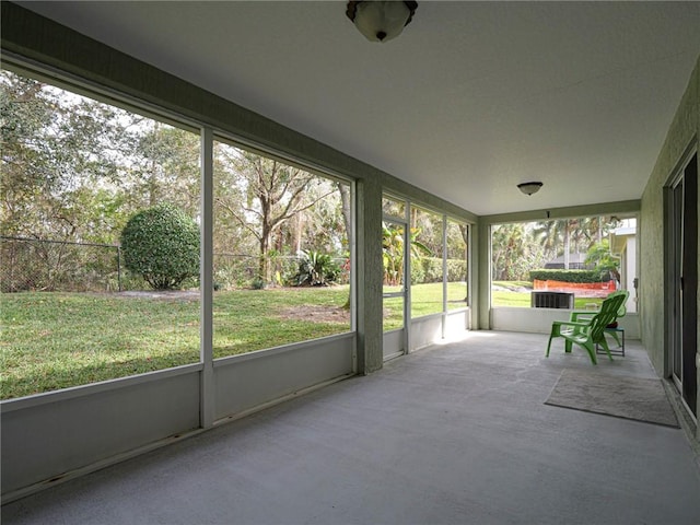 view of unfurnished sunroom