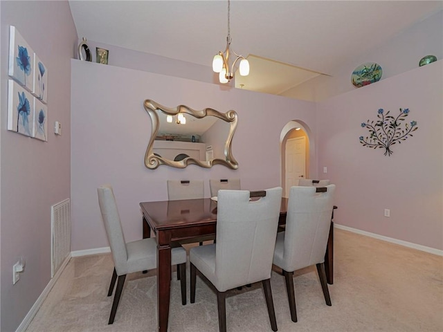 view of carpeted dining room