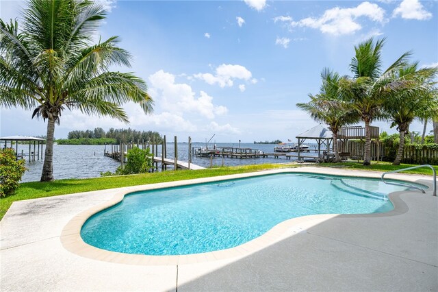 6225 S US Highway 1, Grant Valkaria, FL 32949 - outdoor pool featuring a water view and a boat dock