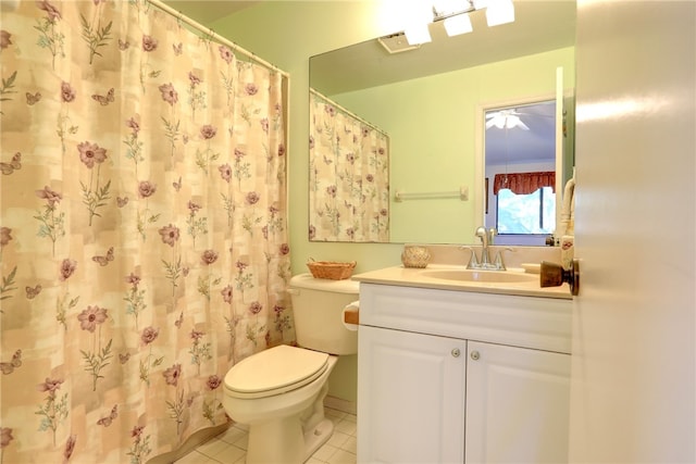 bathroom featuring tile patterned floors, vanity, and toilet