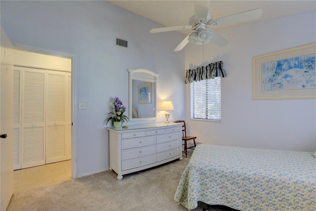 5760 Marina Dr Unit 4, Sebastian, FL 32958 - bedroom featuring carpet, ceiling fan, and lofted ceiling