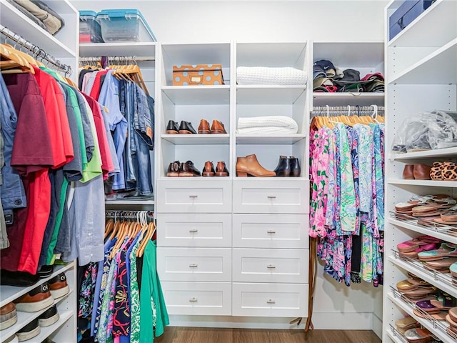 spacious closet featuring hardwood / wood-style floors