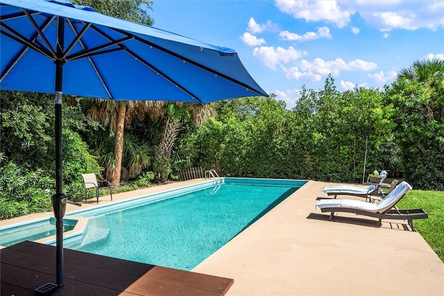 view of pool featuring a patio