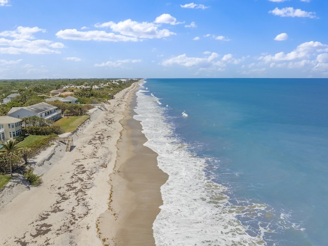 property view of water featuring a beach view