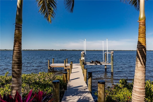 view of dock featuring a water view